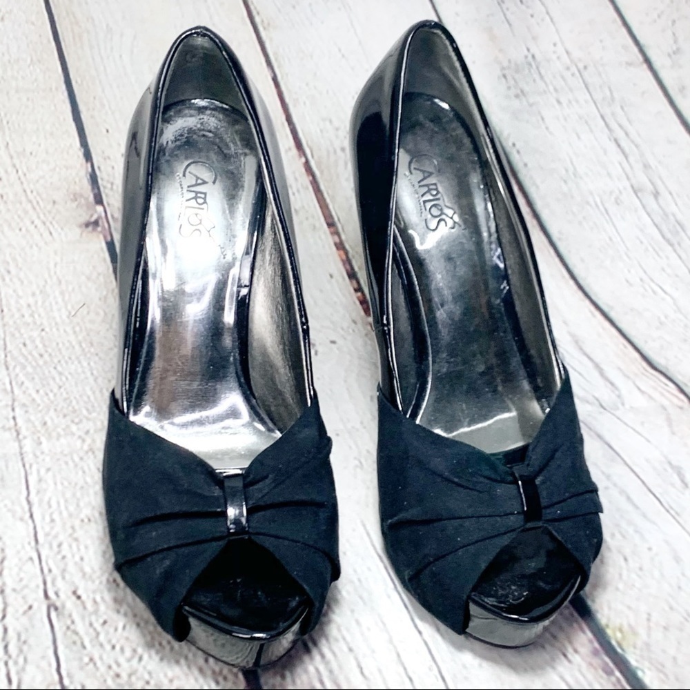 EUC-CARLOS Santana Patent Lthr/Suede PeepToe Heels